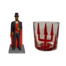 Kit Escultura Exu Cartola 15 cm Resina + Copo Whisky
