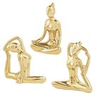 Kit Escultura Yoga Dourada em Porcelana - 3 Peças