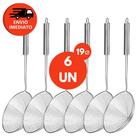 Kit Escumadeira Aramada Para Fritura Diâmetro 19Cm Colher Redonda Peneira Escumadeira Inox Premium