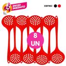 Kit Escumadeira Universal Silicone Maciço Multiuso Panelas Teflon Cerâmico Fritura Escorrer Alimento