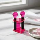 Kit Esfera Coloridas 1 Par Glitter Rosa Com Rack Diamante Suporte Organizador