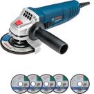 Kit Esmerilhadeira 4.1/2" 850w GWS 850 220v + 5 Discos de Corte 4.1/2"X1,0mmX7/8" Inox Std Bosch