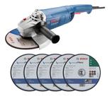 Kit Esmerilhadeira Angular Bosch Gws 2200230 E 5 Discos 220v