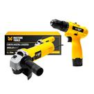 Kit Esmerilhadeira Lixadeira Angular 820W e Parafusadeira e Furadeira 12V Fasterr