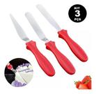 Kit Espátula Confeitaria Alisadores De Bolo Aço Inox 3 Peças