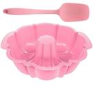 Kit Espátula de Silicone 21cm + Forma de Pudim Pudinzeira Rosa