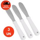 Kit Espátula Passador Manteiga Patê Pão Torrada Serra Inox Cabo Branco Corta E Passa Brunch Café