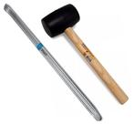Kit Espátula Pneu Borracheiro 60cm Martelo Borracha 24 680g