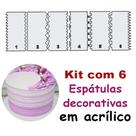 Kit Espátulas em Acrílico P/ Bolo 6 Unidades