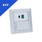 Kit Espelho Duplo Chanfrado 1 Interruptor 2USB 9.0A 1 Tipo C Kit Espelho Duplo Chanfrado 1 Interruptor 2USB 9.0A 1 Tipo C