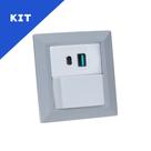 Kit Espelho Duplo Chanfrado 1 Interruptor 2USB 9.0A 1 Tipo C Kit Espelho Duplo Chanfrado 1 Interruptor 2USB 9.0A 1 Tipo C