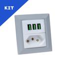 Kit Espelho Duplo Chanfrado com 1 Tomada 20A 3 USB 5.2A