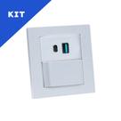 Kit Espelho Duplo Reto 1 Interruptor e 2 USB 9.0A 1 Tipo C Kit Espelho Duplo Reto 1 Interruptor e 2 USB 9.0A 1 Tipo C