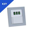 Kit Espelho Duplo Reto 1 Interruptor e 3 USB 5.2A Cinza