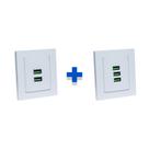 Kit Espelho Duplo Reto com 2 USB 4.9A e 3 USB 5.2A Branco
