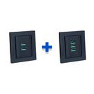 Kit Espelho Duplo Reto com 2 USB 4.9A e 3 USB 5.2A Preto