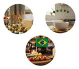 Kit Espetinhos Copa do Mundo 2026 Brasil 300 Un Bandeira Estrela Verde Amarela para Petiscos e Drinks