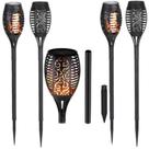 Kit Espeto Balizador Luminaria Solar Tocha Luz Chamas Decorativa Branco Quente 4UN 8UN 12UN 16UN So