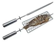 Kit Espetos 1 Grelha 1 Espada Para Grill Giratório