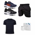 Kit Esportivo Completo Masculino com Tênis + Roupa Fitness + Fone Bluetooth i12 Oferta Imperdível