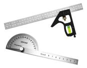 Kit Esquadro Combinado + Transferidor De Grau Inox 180 Graus