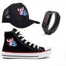 Kit Estampa Lilo Stitch Angel Feminino Tênis Relogio e Boné Adulto Infantil