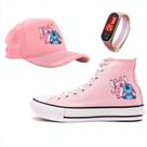 Kit Estampa Lilo Stitch Angel Feminino Tênis Relogio e Boné Adulto Infantil