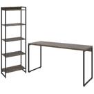 Kit Estante 5 Prateleiras Com Mesa 150Cm Carvalho Dark