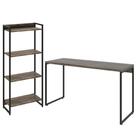 Kit Estante Areta 4 Prateleiras com Mesa Industrial Aspen 135cm C01 Carvalho Dark - Lyam Decor Kit Estante Areta 4 Prateleiras com Mesa Industrial Aspen 135cm C01 Carvalho Dark - Lyam Decor