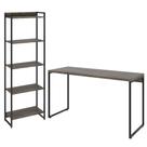 Kit Estante Areta 5 Prateleiras com Mesa Industrial Aspen 135cm C01 Carvalho Dark - Lyam Decor Kit Estante Areta 5 Prateleiras com Mesa Industrial Aspen 135cm C01 Carvalho Dark - Lyam Decor