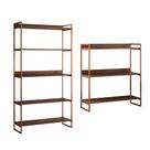 Kit Estante Guaecá 180x95 E Aparador Industrial 3 Prateleiras Córdoba 100x95cm Cobre/Imbuia Kit Estante Guaecá 180x95 E Aparador Industrial 3 Prateleiras Córdoba 100x95cm Cobre/Imbuia
