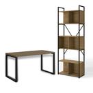 Kit Estante Para Livros Madeira Industrial 6 Nichos Multiuso e Mesa de Escritório Industrial 1,20M Kappesberg Kit Estante Para Livros Madeira Industrial 6 Nichos Multiuso e Mesa de Escritório Industrial 1,20M Kappesberg