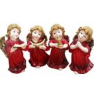 Kit Estatuetas Anjo Anjinho Vermelho Natal Em Resina De 13cm