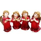Kit Estatuetas Anjo Anjinho Vermelho Natal Em Resina De 13cm