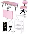 Kit Estética Maca Maleta Portátil Mocho Carrinho Luminária Ring Fiscomed