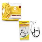 Kit Estetoscópio Duplo Premium Preto e Garrote Tubo Latex