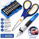 Kit Estilete De Precisao com Tesoura 4 Polegada Estilete Corte Tipo Bisturi Aero Modelismo Artesanato Profissional