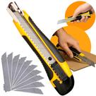 Kit Estilete Profissional 18mm Emborrachado Com Lâminas Extra Reforçado Linha Premium