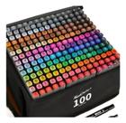 Kit estojo 100 cores - canetinhas marca texto coloridas ponta dupla