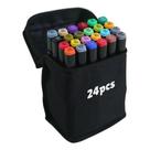 Kit estojo 24 cores - canetinhas marca texto coloridas ponta dupla