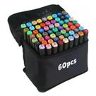 Kit estojo 60 cores - canetinhas marca texto coloridas ponta dupla