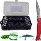 Kit Estojo Anzol Chumbada Giradores Isca Artificial e Canivete Kit Estojo Anzol Chumbada Giradores Isca Artificial e Canivete