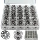 Kit Estojo com 25 Bobinas Altas de Metal de Para Maquina de Costura Doméstica