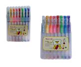 Kit Estojo com 8 Canetas de Gel Fluorescente Cores Sortidas Super Lindas