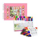 Kit Estojo de Colorir 48 Cores Canetinhas Ponta Dupla Canetas Livro