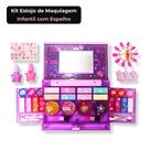 Kit Estojo de Maquiagem Infantil com Espelho Sombras Brilho Labial Unhas Postiças Multicolor
