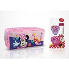 Kit Estojo Duplo Minnie Rosa Dac Original + 2 Borrachas Minnie Rosa e Lilás