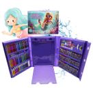 Kit Estojo Maleta De Pintura Infantil Sereia 208 Peças Completo Para Colorir Escolar Presente Criança Kizumba