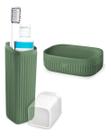 Kit Estojo Porta Escovas Creme E Saboneteira Para Bolsa Mala Viagem