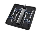 Kit Estojo Tesouras Profissionais P/ Cortar Cabelo Cabelereiro Barbeiro - SHR Kit Estojo Tesouras Profissionais P/ Cortar Cabelo Cabelereiro Barbeiro - SHR